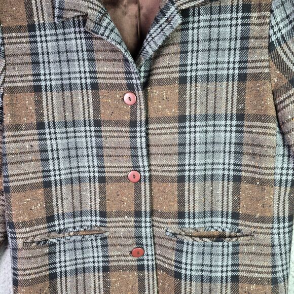 Paul Harris Design Plaid Wool Blend Blazer M Brown Vintage Jacket Fall Preppy - Picture 5 of 12